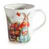 Húsvéti nyuszis porcelán bögre - 350 ml virágos szekér