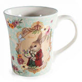 Húsvéti nyuszis porcelán bögre - 350 ml piros kabátos