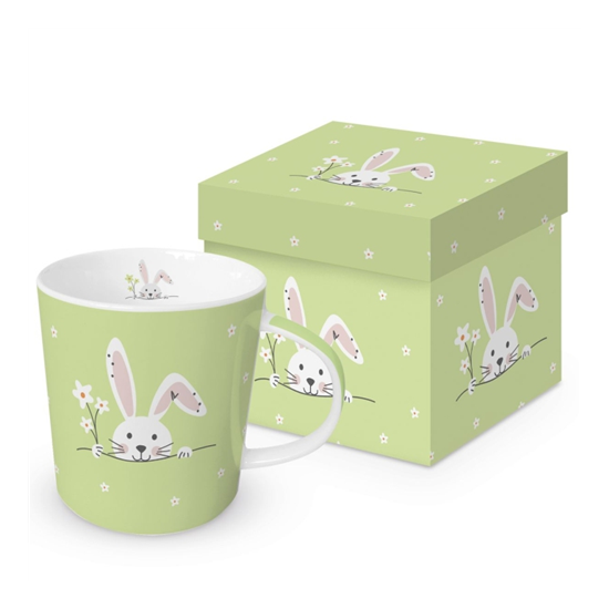 Bögre, csésze Húsvéti nyuszis porcelán bögre díszdobozban Hello Easter green