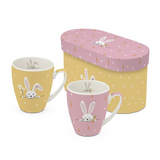 Bögre, csésze Húsvéti nyuszis porcelán bögre díszdobozban két személyes Hello & Easter