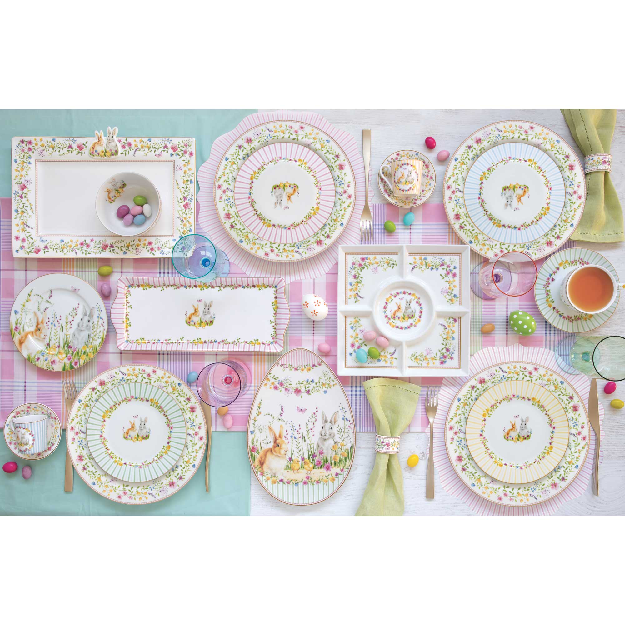 Tálca Húsvéti nyuszis porcelán kínáló tálca 35x15 cm Happy Easter