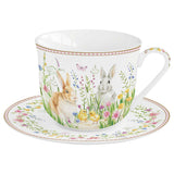 Bögre, csésze Húsvéti nyuszis porcelán nagy teás csésze 370 ml Happy Easter