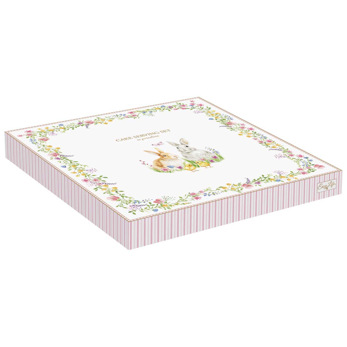 Tortatál Húsvéti nyuszis porcelán tortaál lapáttal 32 cm Happy Easter