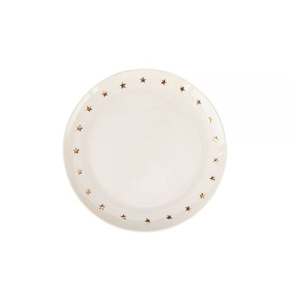 Tányér, étkészlet Karácsonyi arany csillagos porcelán desszertes tányér - 20 cm