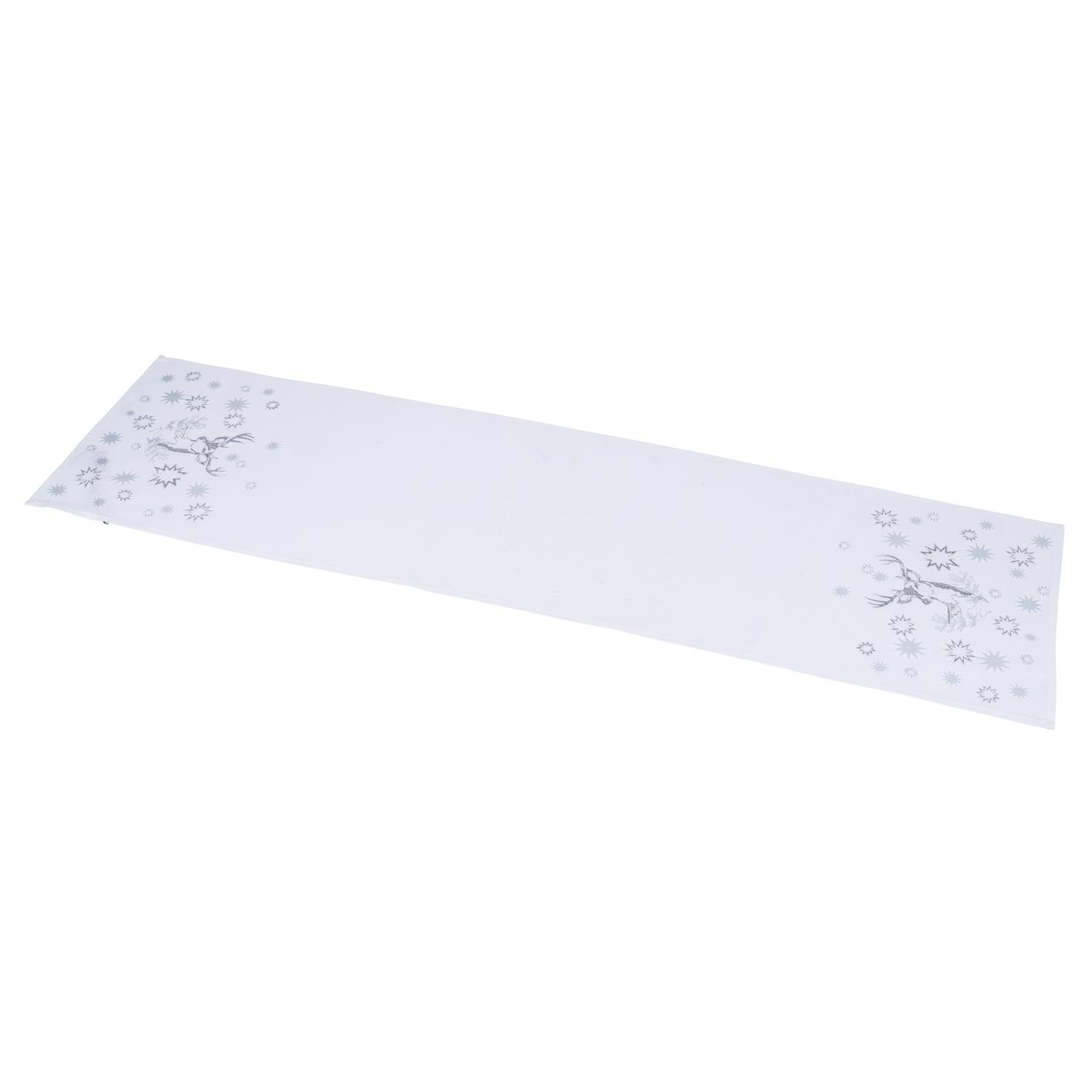 Asztali futó Karácsonyi asztali futó fehér ezüst szarvasos 40 x 150 cm