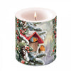 Gyertya Karácsonyi átvilágítós gyertya Két vörösbegy madár