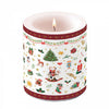 Gyertya Karácsonyi átvilágítós viasz gyertya 10x10 cm Ornaments All Over red