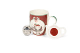 Karácsonyi porcelán bögre 350 ml fém teatojással díszcsomagban többféle