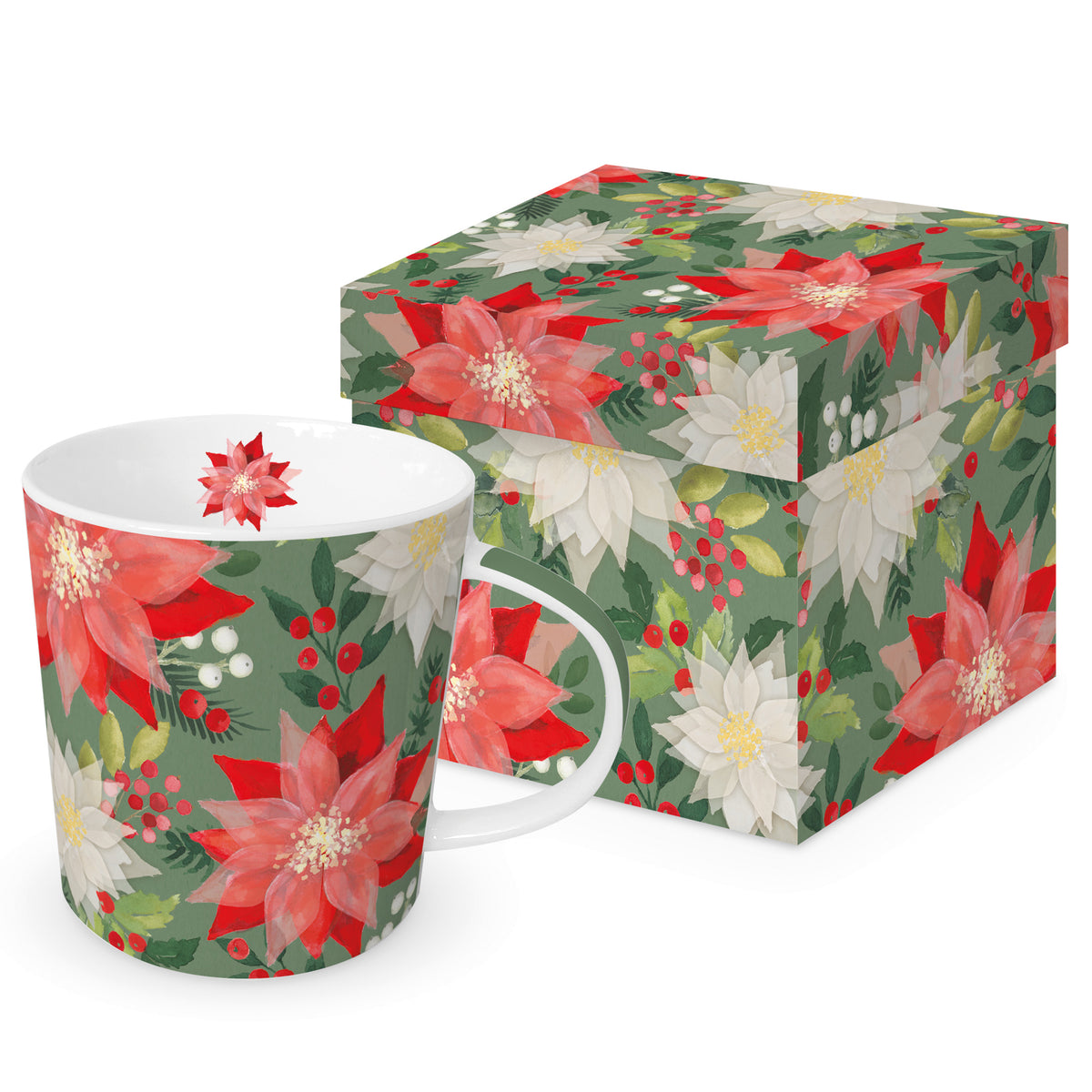 Karácsonyi porcelán bögre mikulásvirág 400 ml