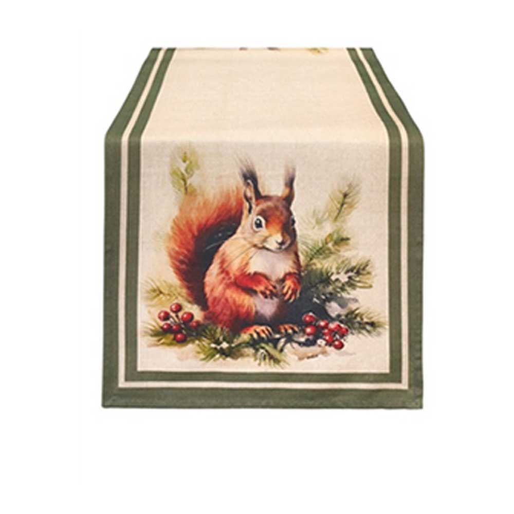 Mókus mintás pamut asztali futó 50x150 cm Bosco incantato