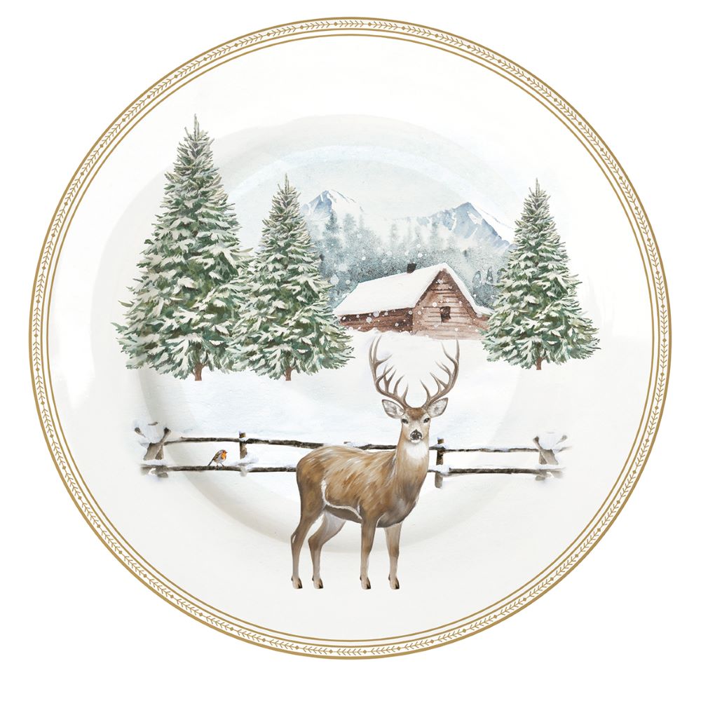 Tányér, étkészlet Karácsonyi desszertes tányér 4 db szett White Forest díszdobozban