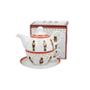 Tányér, étkészlet Karácsonyi diótörős porcelán egyszemélyes teáskészlet díszdobozban Christmas Nutcracker