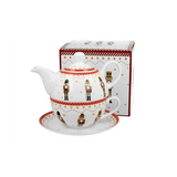 Tányér, étkészlet Karácsonyi diótörős porcelán egyszemélyes teáskészlet díszdobozban Christmas Nutcracker