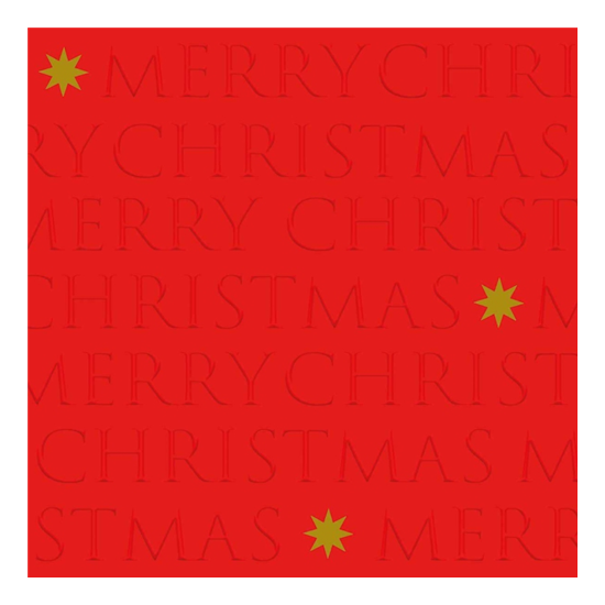 Szalvéta Karácsonyi dombornyomott papírszalvéta 33x33 cm piros Christmas letters red