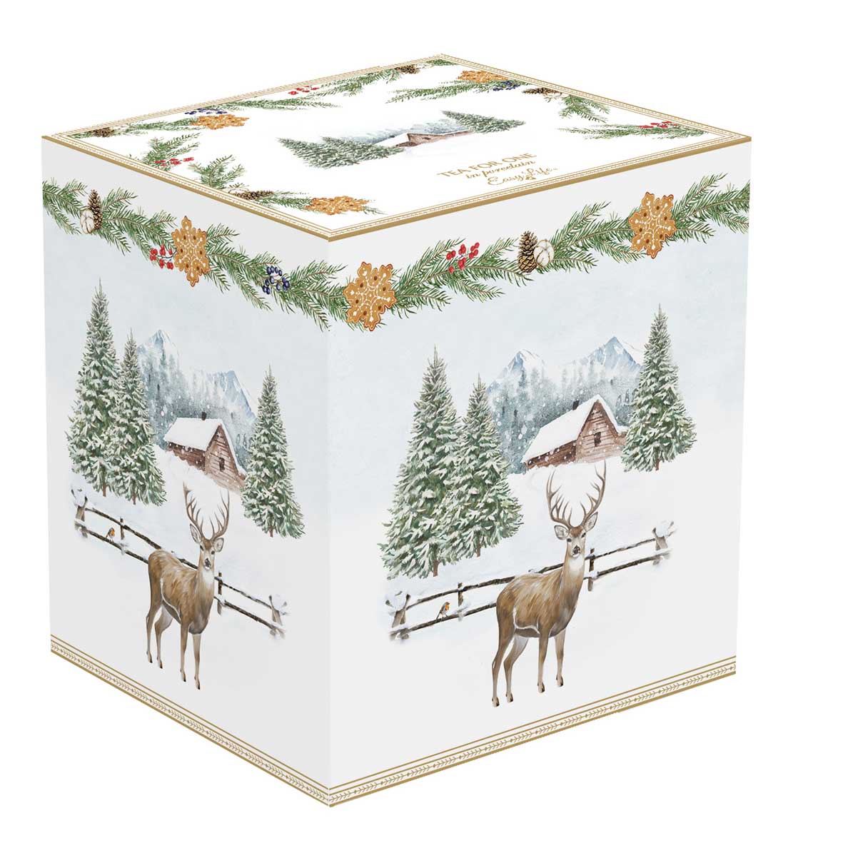 Tányér, étkészlet Karácsonyi egyszemélyes teás készlet White Forest díszdobozban