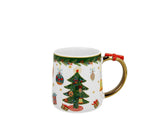 Bögre, csésze Karácsonyi fenyőfás porcelán bögre piros masnival dobozban Around Christmas Tree