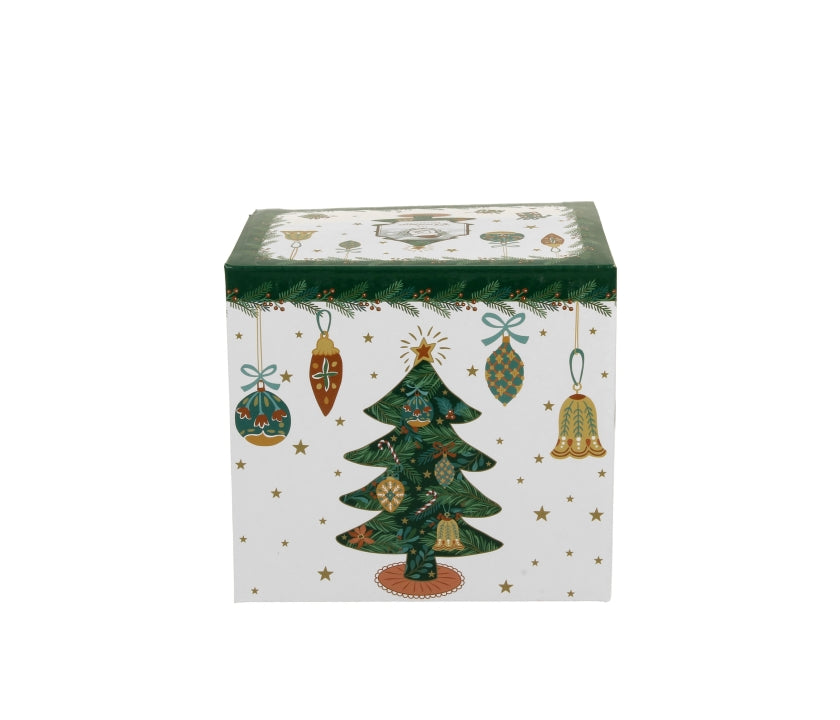 Bögre, csésze Karácsonyi fenyőfás porcelán bögre piros masnival dobozban Around Christmas Tree