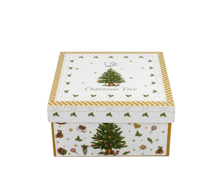 Bögre, csésze Karácsonyi fenyőfás porcelán csésze aljjal 190 ml díszdobozban Christmas Tree