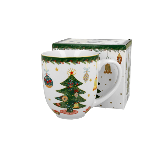 Bögre, csésze Karácsonyi fenyőfás porcelán jumbo bögre 1000 ml dobozban Around Christmas Tree