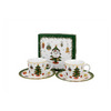 Bögre, csésze Karácsonyi fenyőfás porcelán kávés csésze aljjal 90 ml 2 személyes dobozban Around Christmas Tree
