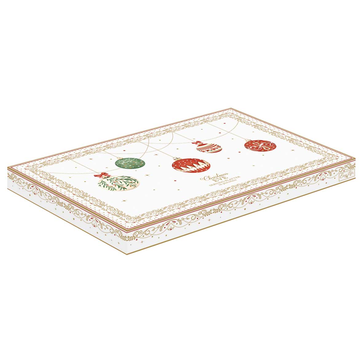 Tányér, étkészlet Karácsonyi gömbökkel díszített porcelán asztali ovális kínáló tál Christmas Eve