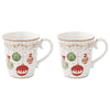 Tányér, étkészlet Karácsonyi gömbökkel díszített porcelán bögre 2 db szett díszdobozban Christmas Eve