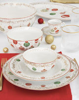 Tányér, étkészlet Karácsonyi gömbökkel díszített porcelán bögre díszdobozban Christmas Eve