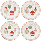 Tányér, étkészlet Karácsonyi gömbökkel díszített porcelán desszertes tányér 4 db szett Christmas Eve