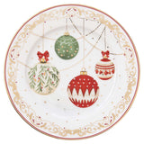 Tányér, étkészlet Karácsonyi gömbökkel díszített porcelán desszertes tányér Christmas Eve