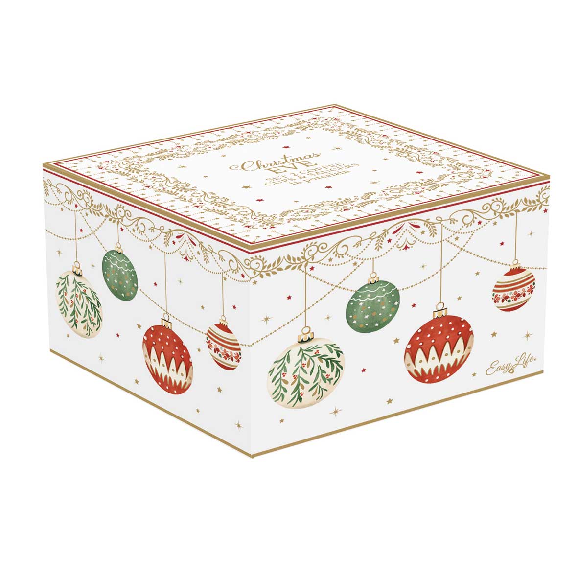 Tányér, étkészlet Karácsonyi gömbökkel díszített porcelán kávés csésze 2 db szett díszdobozban Christmas Eve