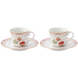 Tányér, étkészlet Karácsonyi gömbökkel díszített porcelán kávés csésze 2 db szett díszdobozban Christmas Eve
