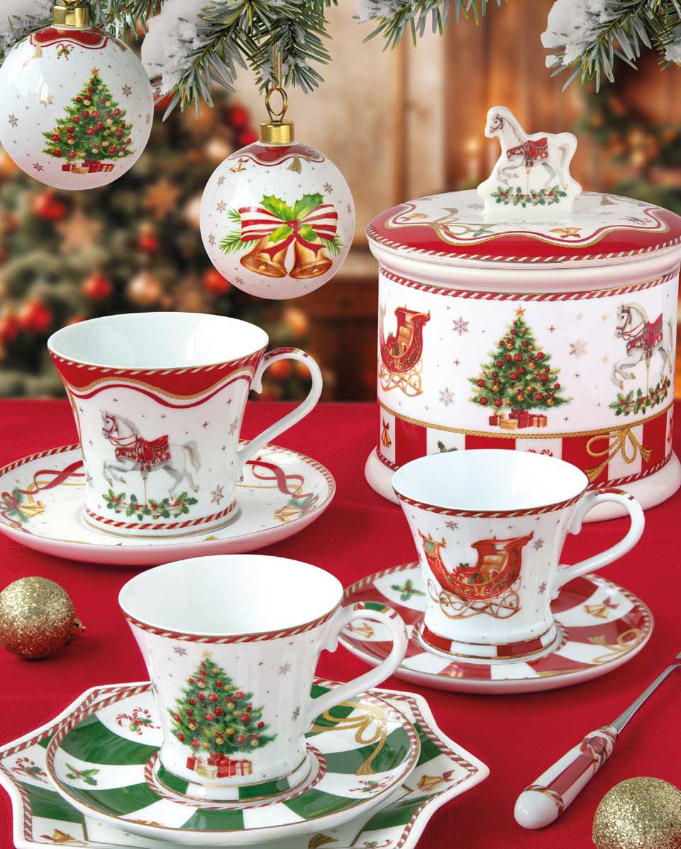 Karácsonyi porcelán keksztároló díszdobozban Christmas Tale