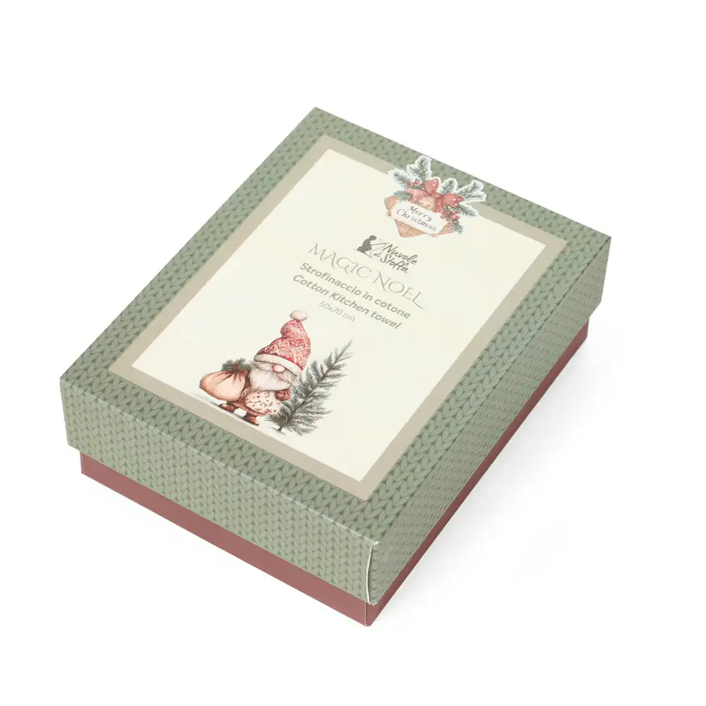 Karácsonyi konyharuha manós 50x70 cm pamut díszdobozban