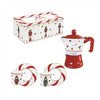 Bögre, csésze Karácsonyi kotyogós kávéfőző és porcelán kávés csésze szett díszdobozban