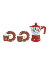 Bögre, csésze Karácsonyi kotyogós kávéfőző és porcelán kávés csésze szett díszdobozban Jingle Bells