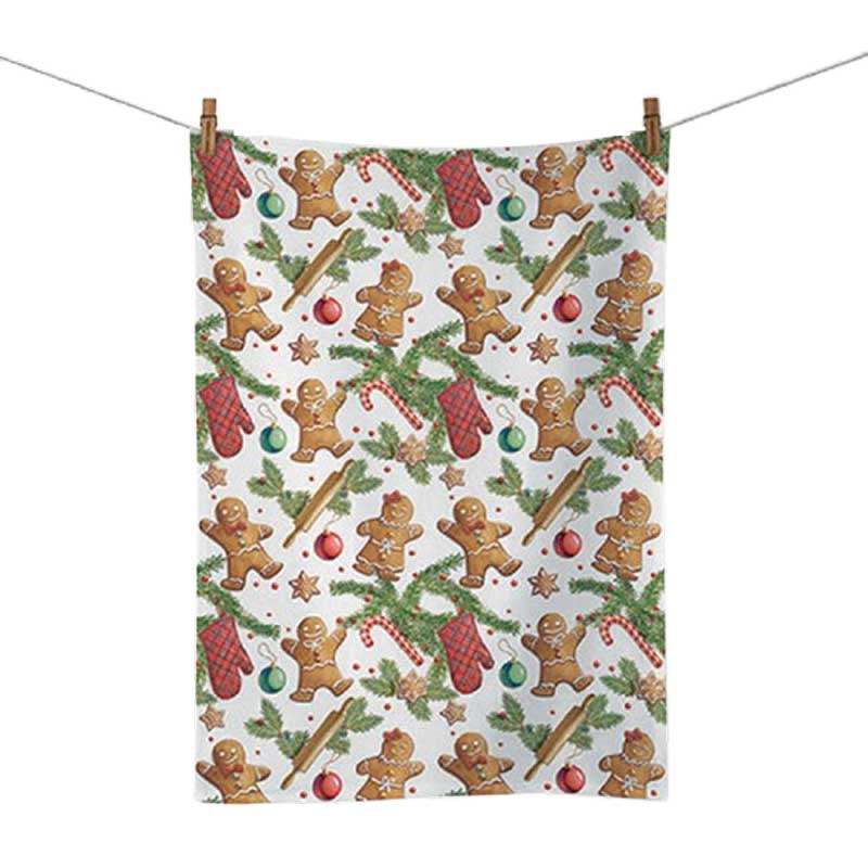 Asztali futó Karácsonyi mézeskalácsos pamut konyharuha Gingerbread cookies