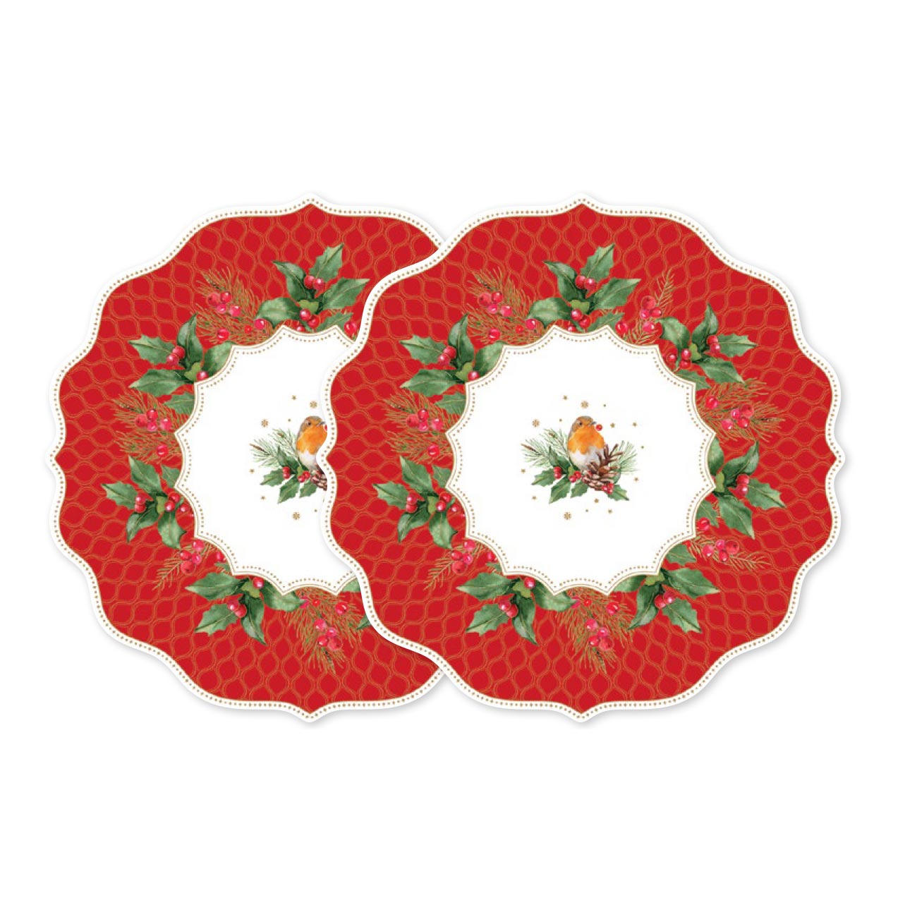 Edényalátét Karácsonyi Műanyag tányéralátét kerek 2db-os szett Christmas Berries