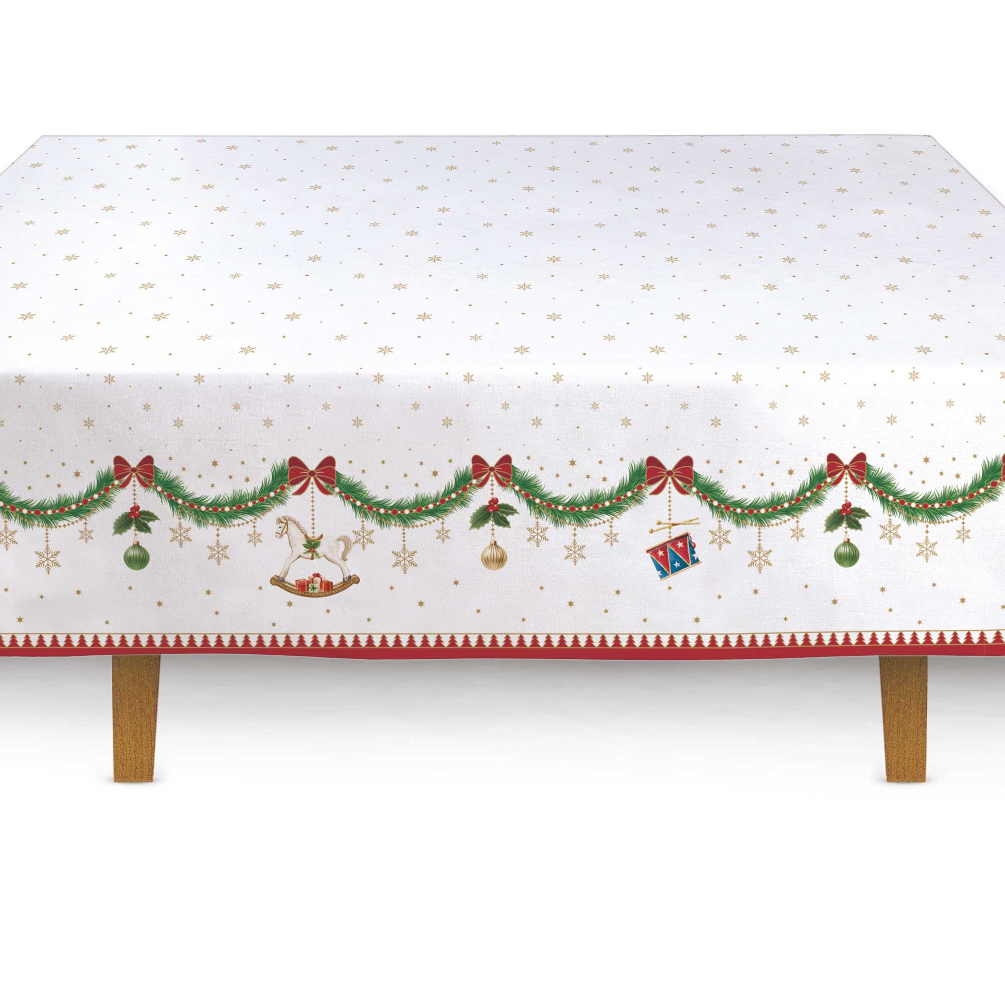 Tányér, étkészlet Karácsonyi pamut asztalterítő 145 x 180 cm Magie de Noel