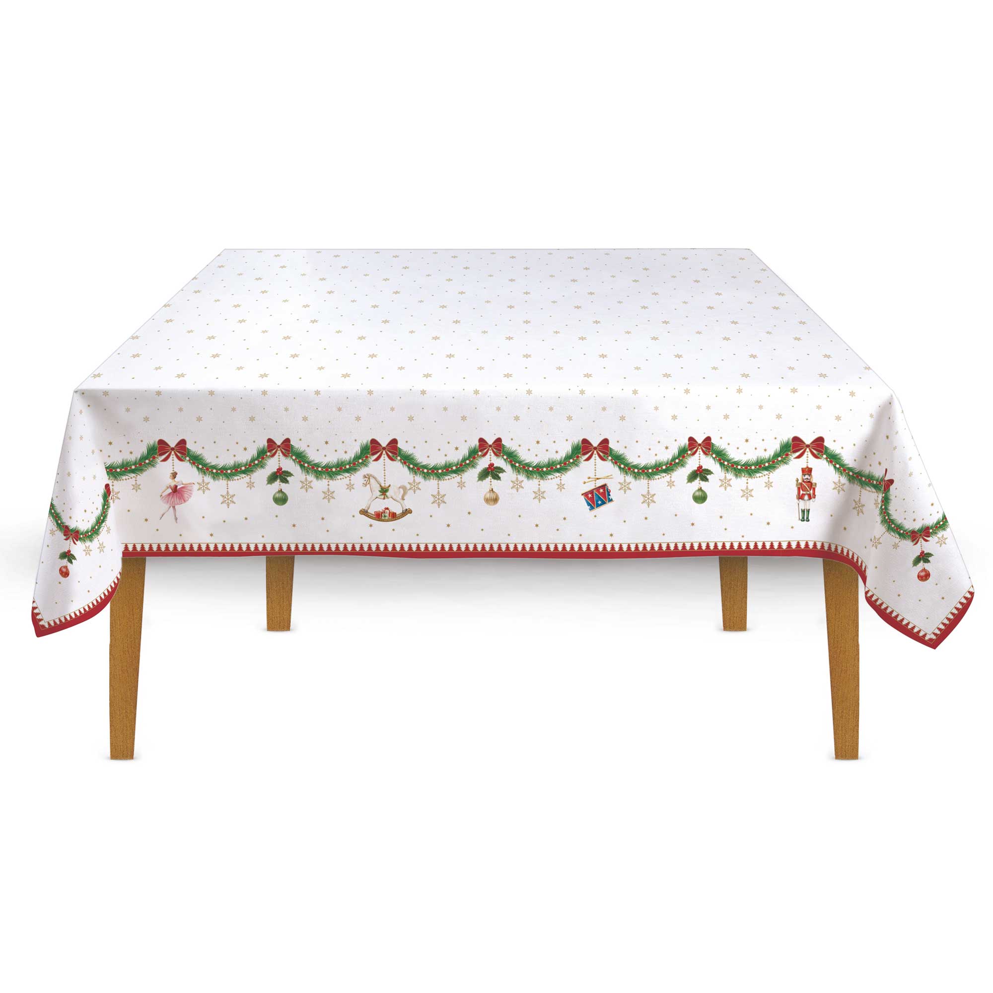 Tányér, étkészlet Karácsonyi pamut asztalterítő 145 x 180 cm Magie de Noel