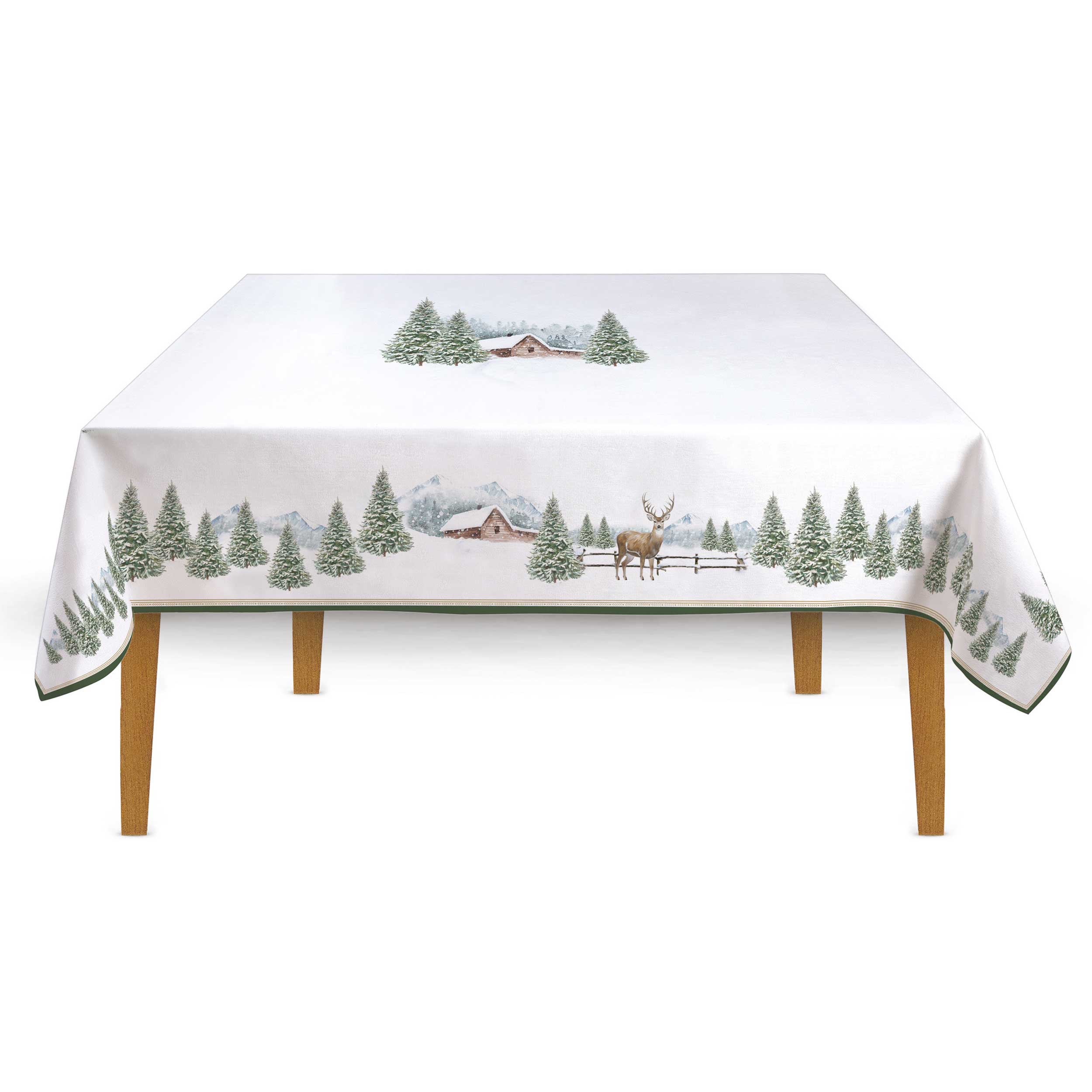 Asztali futó Karácsonyi pamut szavas mintás asztalterítő 145x180 cm White Forest