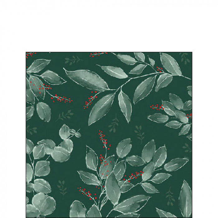 Szalvéta Karácsonyi papírszalvéta Leaves and berries 25x25 cm