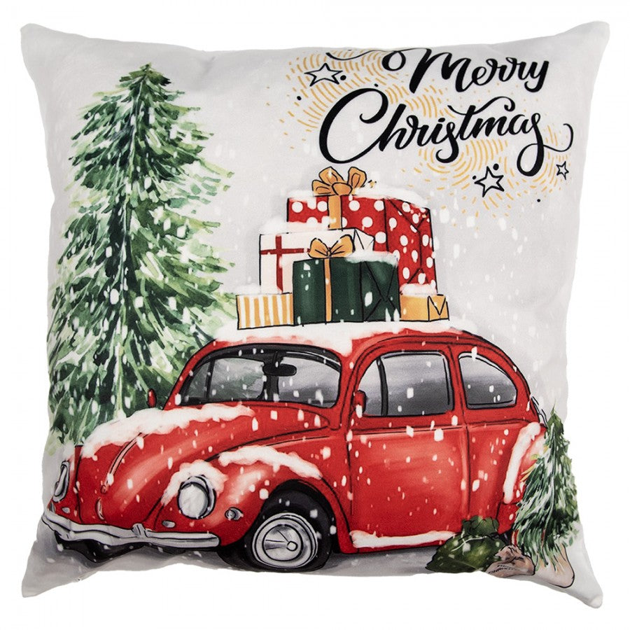 Karácsonyi dekoráció Karácsonyi párnahuzat piros autós Merry Christmas