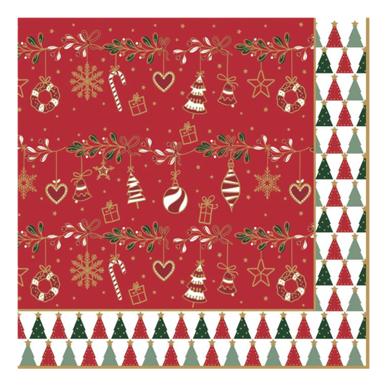 Bögre, csésze Karácsonyi piros papírszalvéta 33x33cm Fancy Christmas
