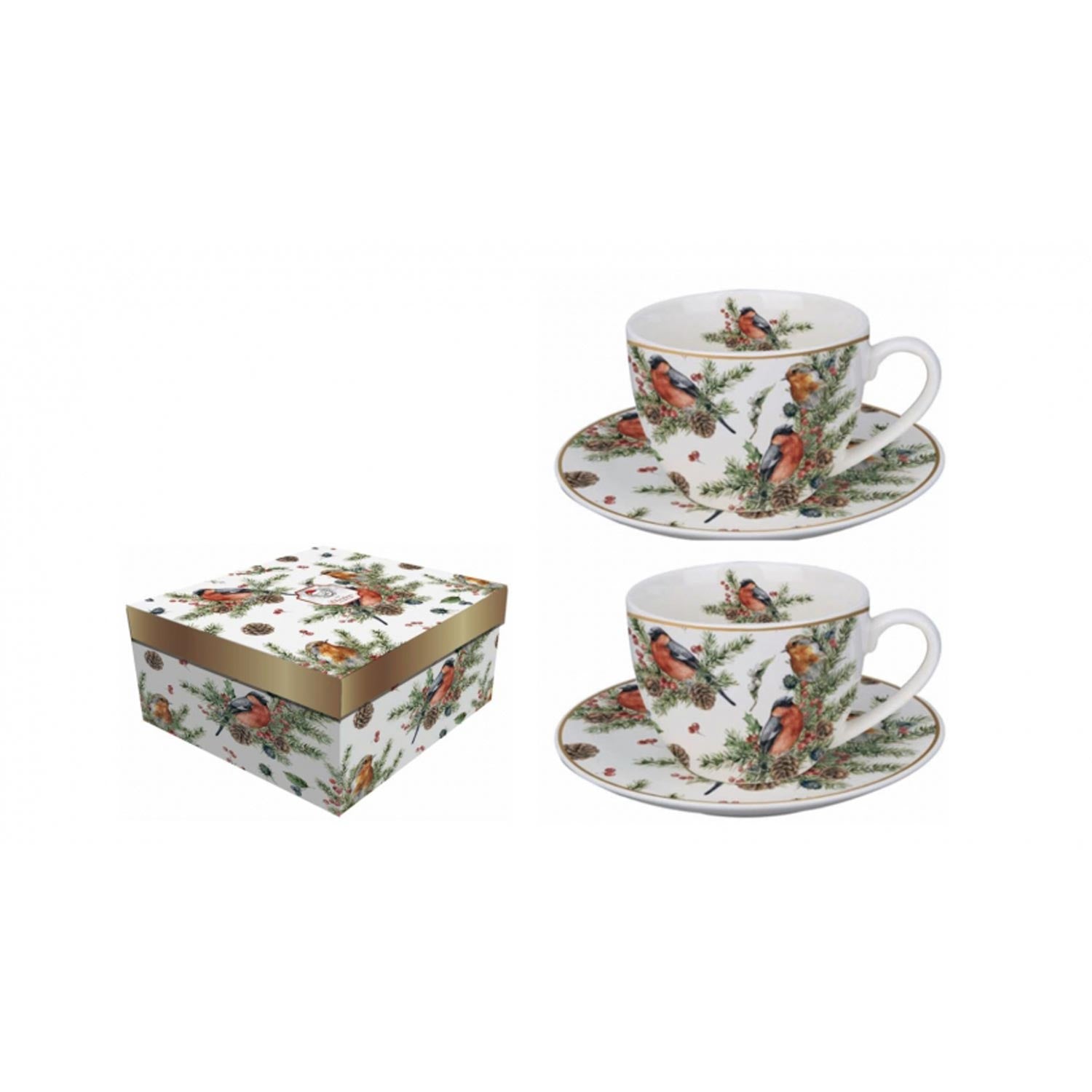 Bögre Karácsonyi porcelán 2 db csésze szett Madarak