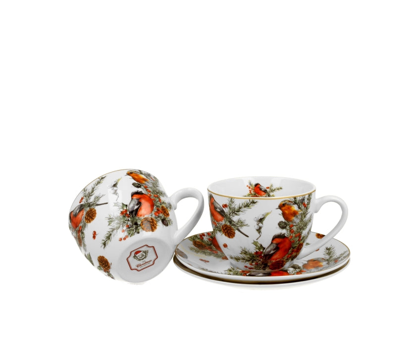 Bögre Karácsonyi porcelán 2 db csésze szett Madarak