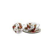Bögre Karácsonyi porcelán 2 db kávés csésze szett aljal Madarak