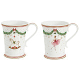 Tányér, étkészlet Karácsonyi porcelán bögre 2 db szett ballerina & hintaló díszdobozban Magie de Noel
