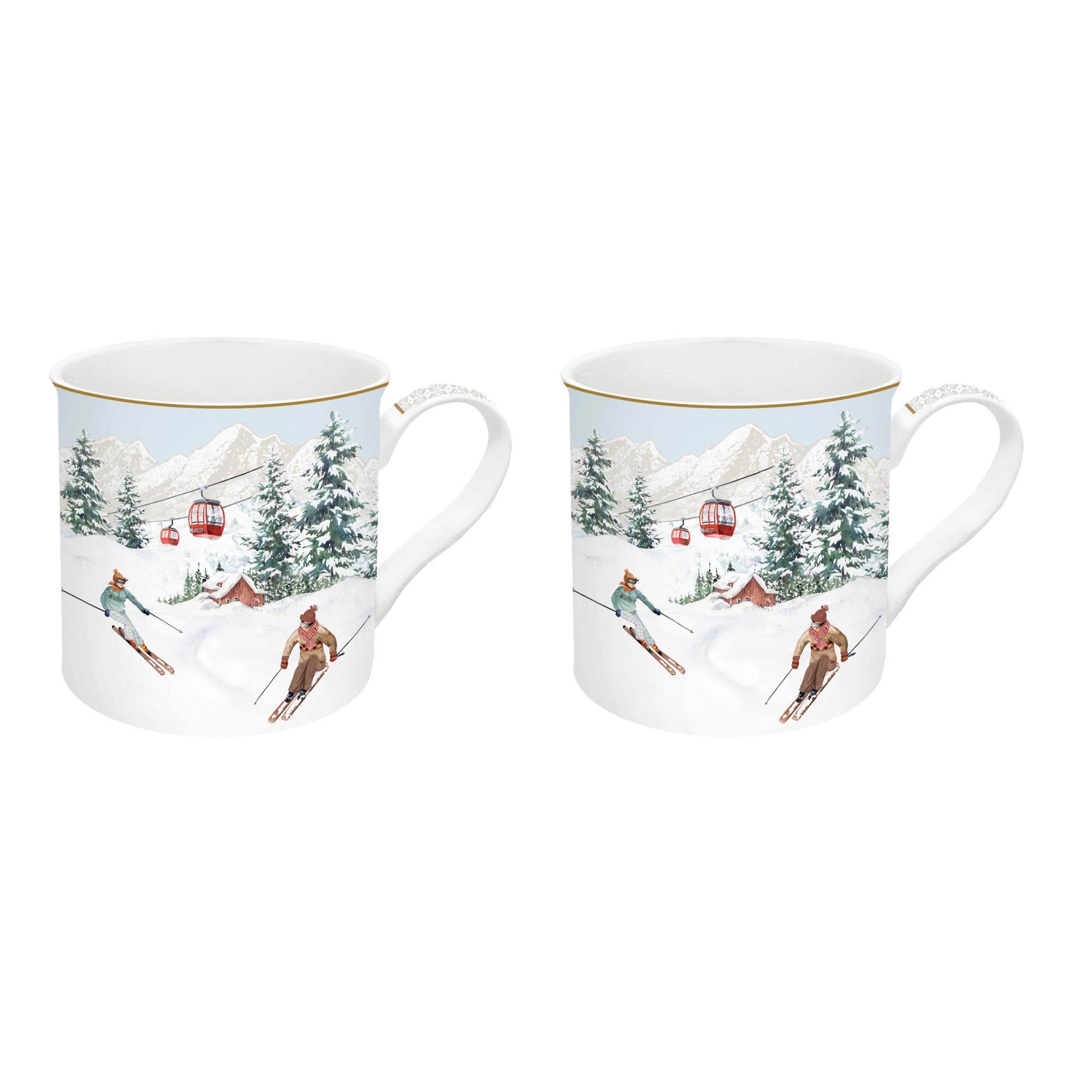 Bögre Karácsonyi porcelán bögre 2 db szett díszdobozban Chalet