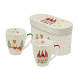 Bögre Karácsonyi porcelán bögre 2 db szett díszdobozban Snowflakes