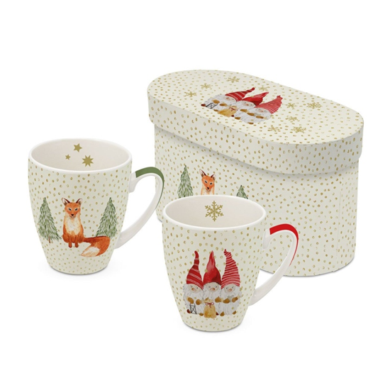 Bögre Karácsonyi porcelán bögre 2 db szett díszdobozban Snowflakes
